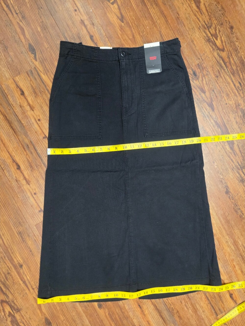 Levi's cinched long black skirt 8/29 nwt pockets adj. waist split so cute goth - Picture 14 of 15
